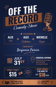 Off the Record Comedy Show at EK - Friday, July 31st
